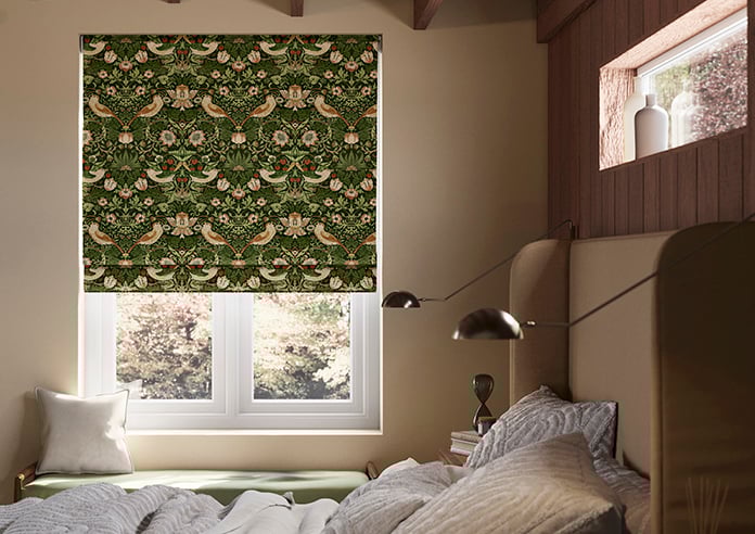 William Morris At Home Strawberry Thief, Nettle - Twist&Fit Roman Blind - Image 3
